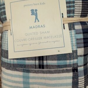 Pottery Barn Kids Blue and Black Plaid Sham